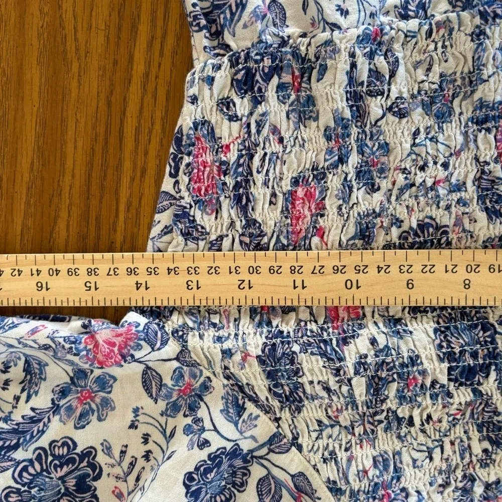 Old Navy Girl Dress Sz L Blue Floral Boho Peasant FairyCore Puff Slv Cottagecore - Picture 7 of 9